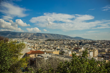 Athens - capital of Greece big south European city from above urban landmark with picturesque mountain background landscape