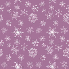 hand drawn seamless pattern of glittering snowflakes