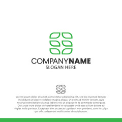 letter s leaf logo design vector template