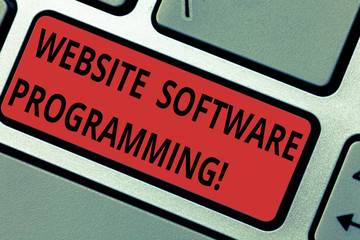 Conceptual hand writing showing Website Software Programming. Business photo text coding or programming that enables website Keyboard key Intention to create computer message idea