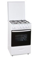 Fototapeta premium White freestanding cooker, isolated on a white background.