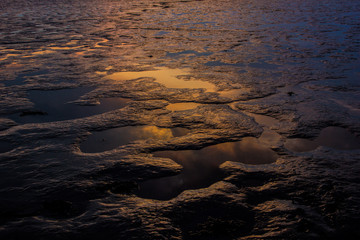 Beach sand during sunset