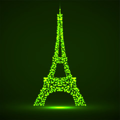 Fototapeta na wymiar Abstract Eiffel Tower of glowing particles. Vector