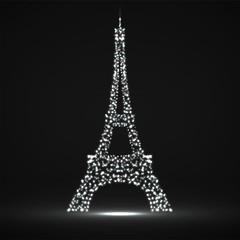 Fototapeta na wymiar Abstract Eiffel Tower of glowing particles. Vector