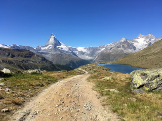 Matterhorn, Stellisee lake, Zermatt, Swiss Alps, 
