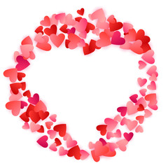 Red flying hearts bright love passion vector background.