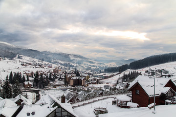 Winter landscape in the Carpathian mountains.