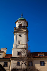 Clemetinum astronomical tower at the Old Town in Prague