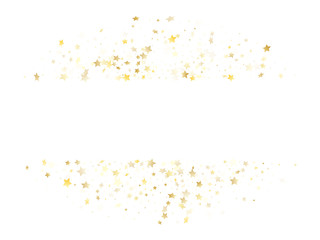 Flying gold star sparkle vector with white background.