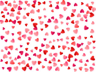 Red flying hearts bright love passion vector background.