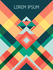 Cover page layout vector template geometric design with triangles and stripes pattern.