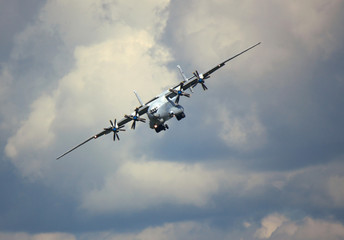 Military transport aircraft in flight