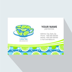 creative business card  template with lime, vector illustration
