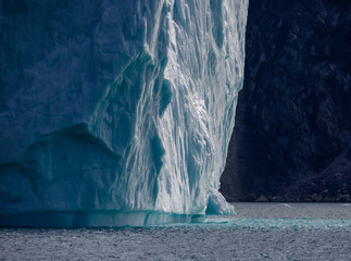 blue melting  iceberg closeup