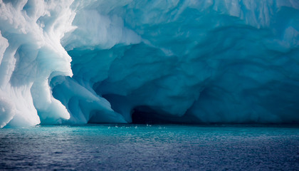 blue melting  iceberg closeup