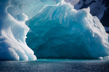 blue melting  iceberg closeup
