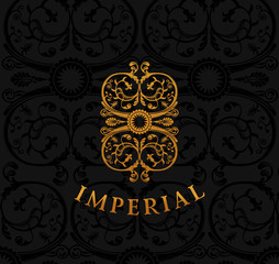 Vintage emblem. Flourishes crest. Calligraphic Floral royal design.