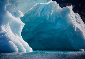 blue melting  iceberg closeup