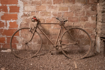 Fototapeta na wymiar Abandoned and rusty old bicycle