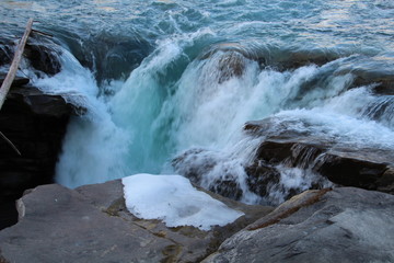 Athabasca River Flowing Over Rocks, Jasper National Park, Alberta