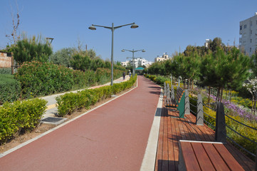 Obraz premium The beautiful Linear Park Along the Garyllis River Limassol (Cyprus)