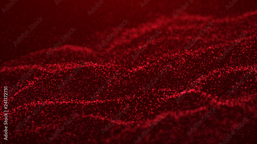 Poster wave glow. wave of particles. wave 3d. 3d rendering. futuristic dots background with a dynamic wave.