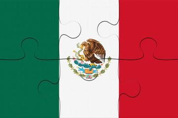 Mexico Flag Jigsaw Puzzle, 3d illustration background
