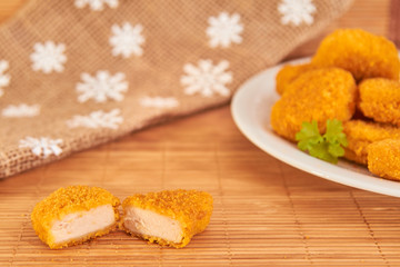Delicius fried chicken nuggets with sauce
