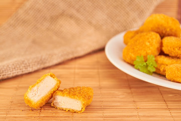Delicius fried chicken nuggets with sauce