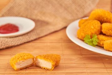 Delicius fried chicken nuggets with sauce