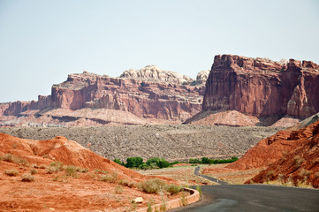 Road between red rocks in USA