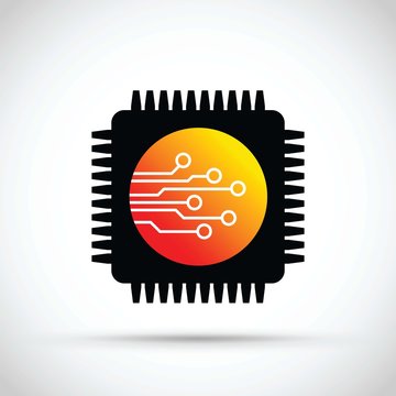 Orange And Red Computer Chip Icon