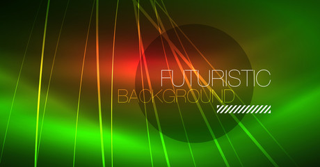 Digital technology abstract background - neon geometric design. Abstract glowing lines. Colorful techno background. Futuristic shape.