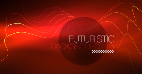 Neon lines wave background. Abstract composition