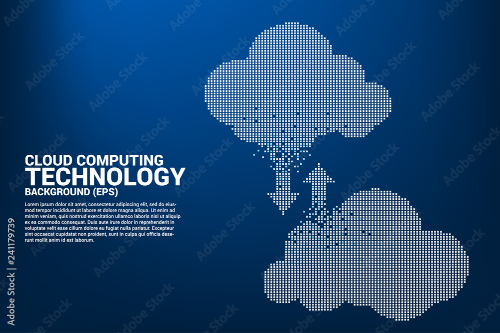 Leinwandbilder Cloud computing network technology pixel graphic style. Concept of cloud server, Storage and data transformation.
