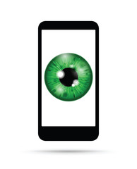 realistic eyeball on a cell mobile phone