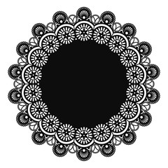 Black Lace Doily - Beautiful vintage style black lace doily with copy space isolated on white background