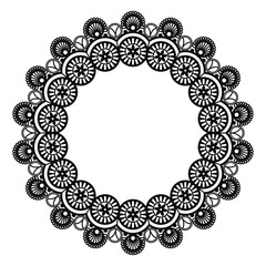 Black Lace Doily Frame - Beautiful vintage style black lace doily frame with copy space isolated on white background