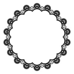 Black Lace Doily Frame - Beautiful vintage style black lace doily frame with copy space isolated on white background
