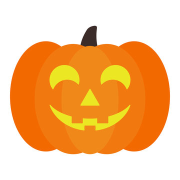 Lighted Halloween Jack O' Lantern Pumpkin - Lighted Halloween Jack O' Lantern pumpkin with happy face isolated on white background