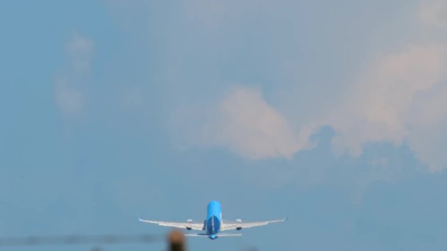 Widebody airplane departure