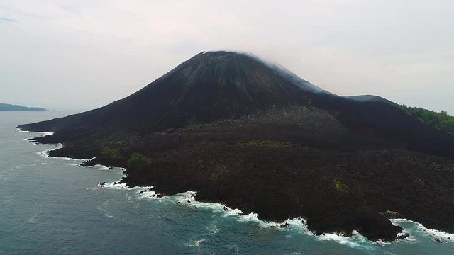 Aerial Footage of Krakatoa Volcano (Anak Krakatau) taken 19th Oct 2017