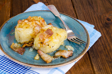 Cepelinai Potatoes with meat gravy
