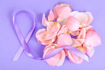 Lavender color ribbon, symbolizing awareness for all cancers, february 4th, world cancer day