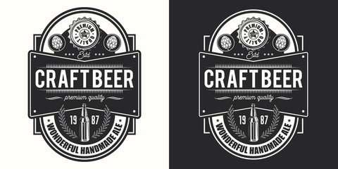 Beer label on light and dark background. Vector illustration. Vintage style