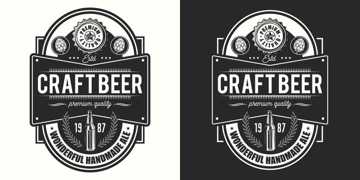 Beer label on light and dark background. Vector illustration. Vintage style