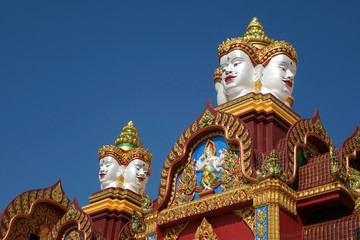 The Brahma statue of Wat Bang Thong, Krabi province, Thailand. Selective focus.