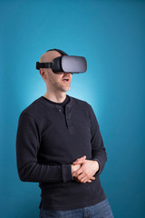 Man using VR Virtual Reality headset