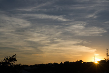 sunset and blue sky