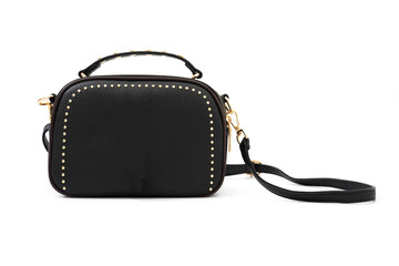 black fashion handbag on white